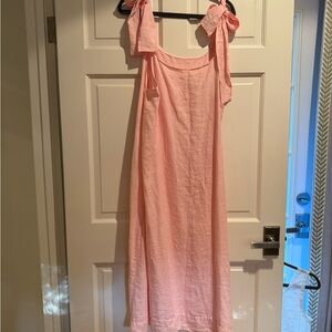 Pink Sleeveless Dress with Bow Straps